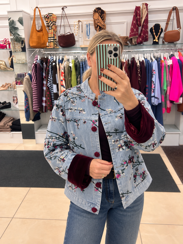 Blue Denim Embellished Jacket