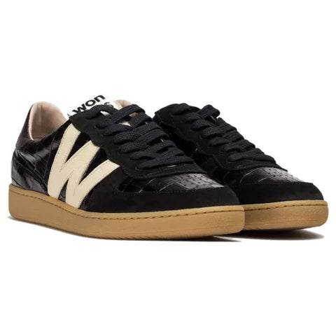 Wonders AP-2001 Black Croc Trainers