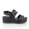 Igi&Co Black Buckle Wedge Sandals