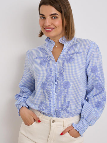 Emma Blue Check Blouse