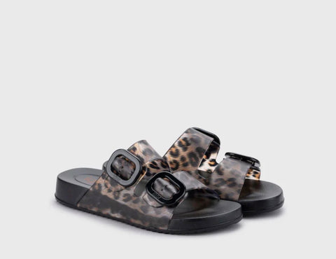 Igor Black Leopard Slider Sandals
