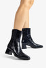 Unisa Lucas Navy Patent Ankle Boots