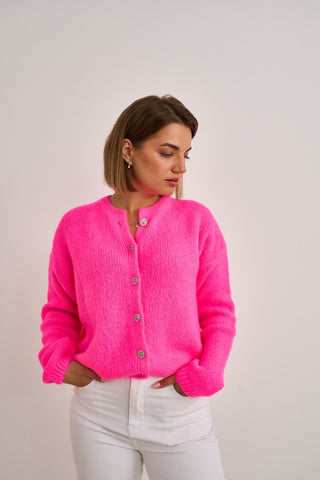 Neon Pink Knit Cardigan