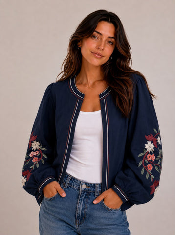 Navy Embriodery Jacket