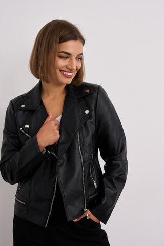 Black Faux Leather Biker Jacket