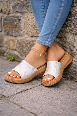 Paula Silver Wedge Sandals