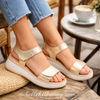 Oh my Sandals Gold Velcro Wedge
