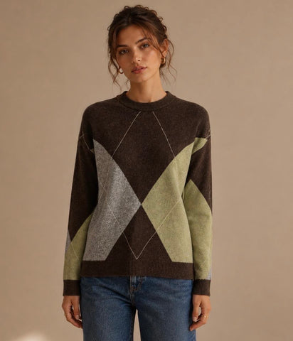 Green Diamond Knit Jumper