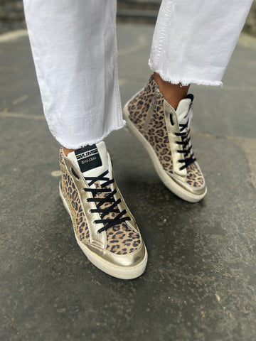 Meline Leopard High Top Trainers