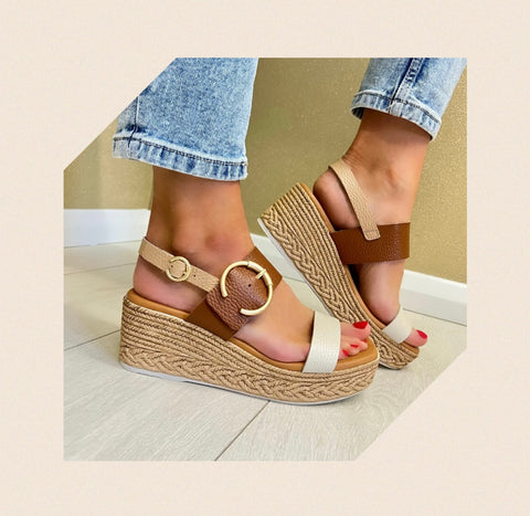 Oh My Sandals Nude/Tan Wedge Sandals