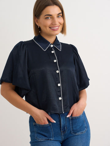 Karrie Navy Blouse