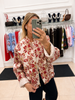 Red floral bomber