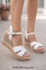 Oh my Sandals Gold White Wedge