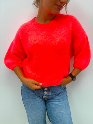 Neon Coral Knit Jumper