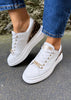 Meline White/Leopard Trainers