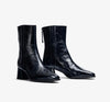 Unisa Lucas Navy Patent Ankle Boots