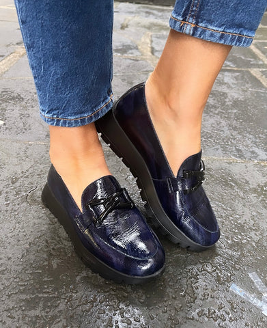 Wonders A-2474 Navy Soft Shine Loafers