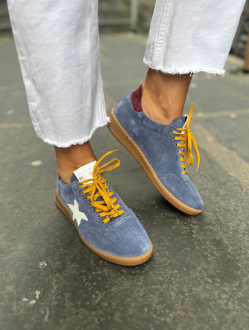 Meline Blue Leather Trainers