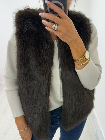 Brown Faux Fur Gilet