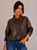 Chocolate Faux-Leather Bomber