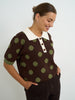 Brown-Green Polkadot Knit