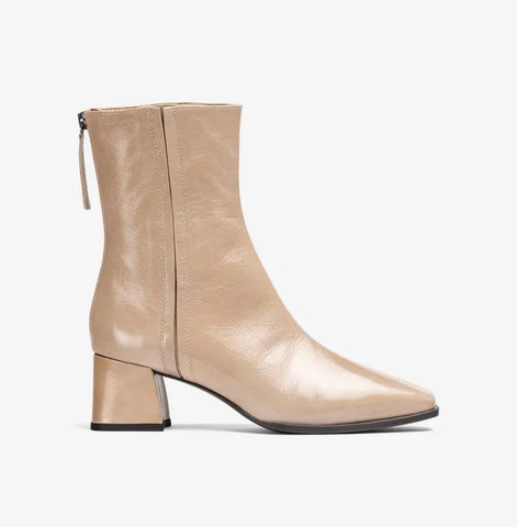 Unisa Lucas Taupe Patent Ankle Boots