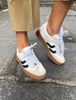 Meline White Leather Trainers