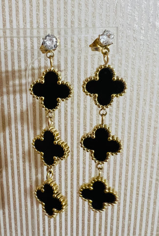 Gold/Black Shamrock Earrings