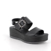 Igi&Co Black Buckle Wedge Sandals