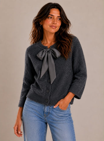 Grey Bow Knit