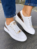 Meline White/Leopard Trainers