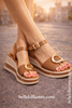 Oh my Sandals Tan Circle Wedge