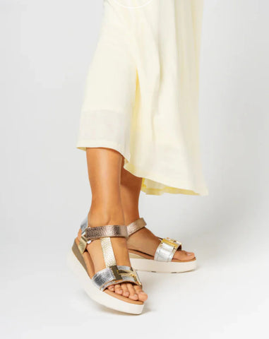 Gold Leather Wedge