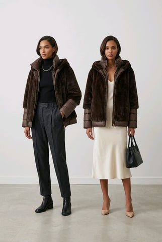 2-Piece Chocolate Fur-Puffa Jacket