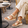 Oh my Sandals Gold Velcro Wedge