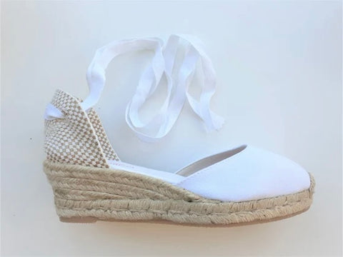 TLK White Leather Lace Espirdrilles