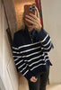 Navy/White Stripe Zip Knit