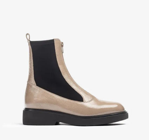 Unisa Taupe Patent Foggia Boots