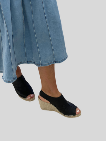 TLK Black Leather Espirdrilles