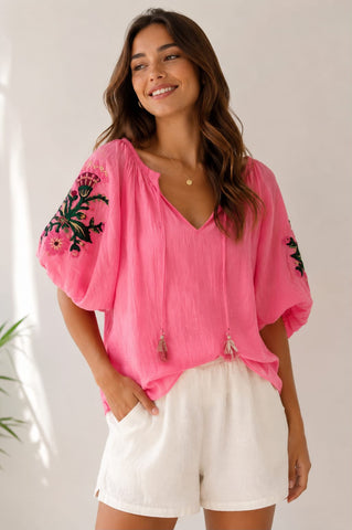 Neon Pink Blouse