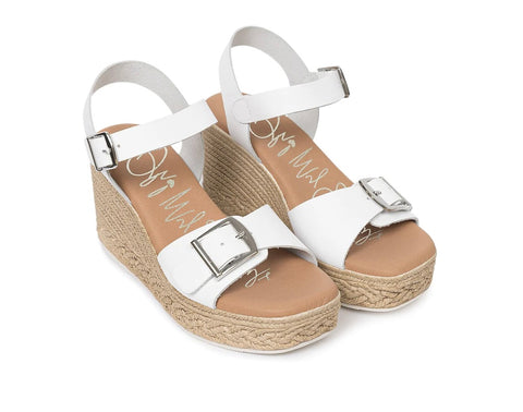 Oh My Sandals White 5459 Buckle Sandals