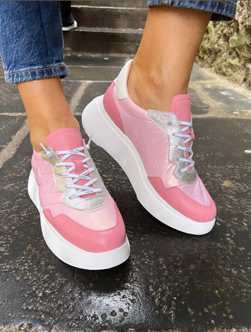 Wonders Pink Quilted Trainers A3602