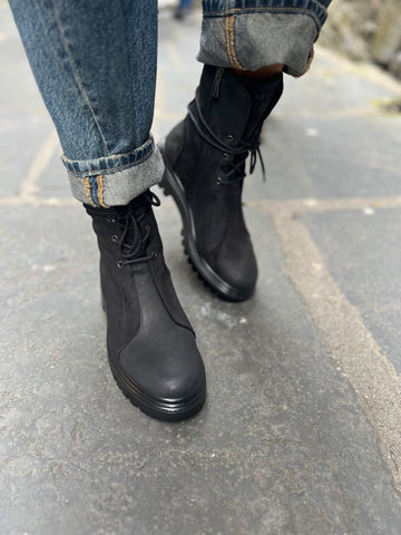 Paula Urban Black Biker Leather Boots