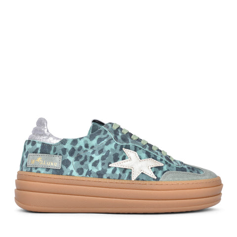 Meline Green Leopard Trainers