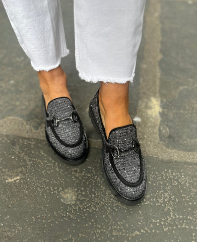 Pedro Miralles Grey Sparkle Loafers