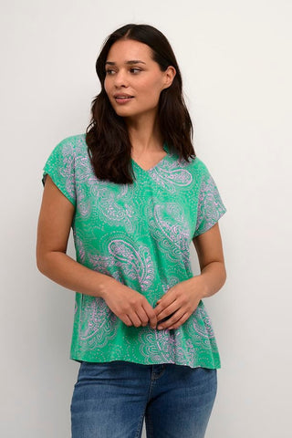 Culture Green-Pink Short Sleeve Blouse