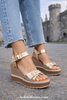 Oh my Sandals Gold Buckle Wedge