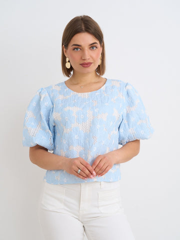 Rosie Blue Flower Top