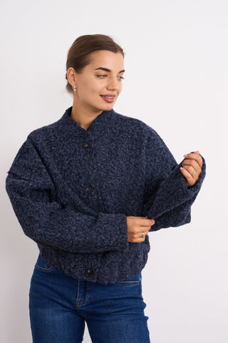 Blue Boiled Wool Bomber