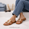Oh my Sandals Tan Gold Square Mule